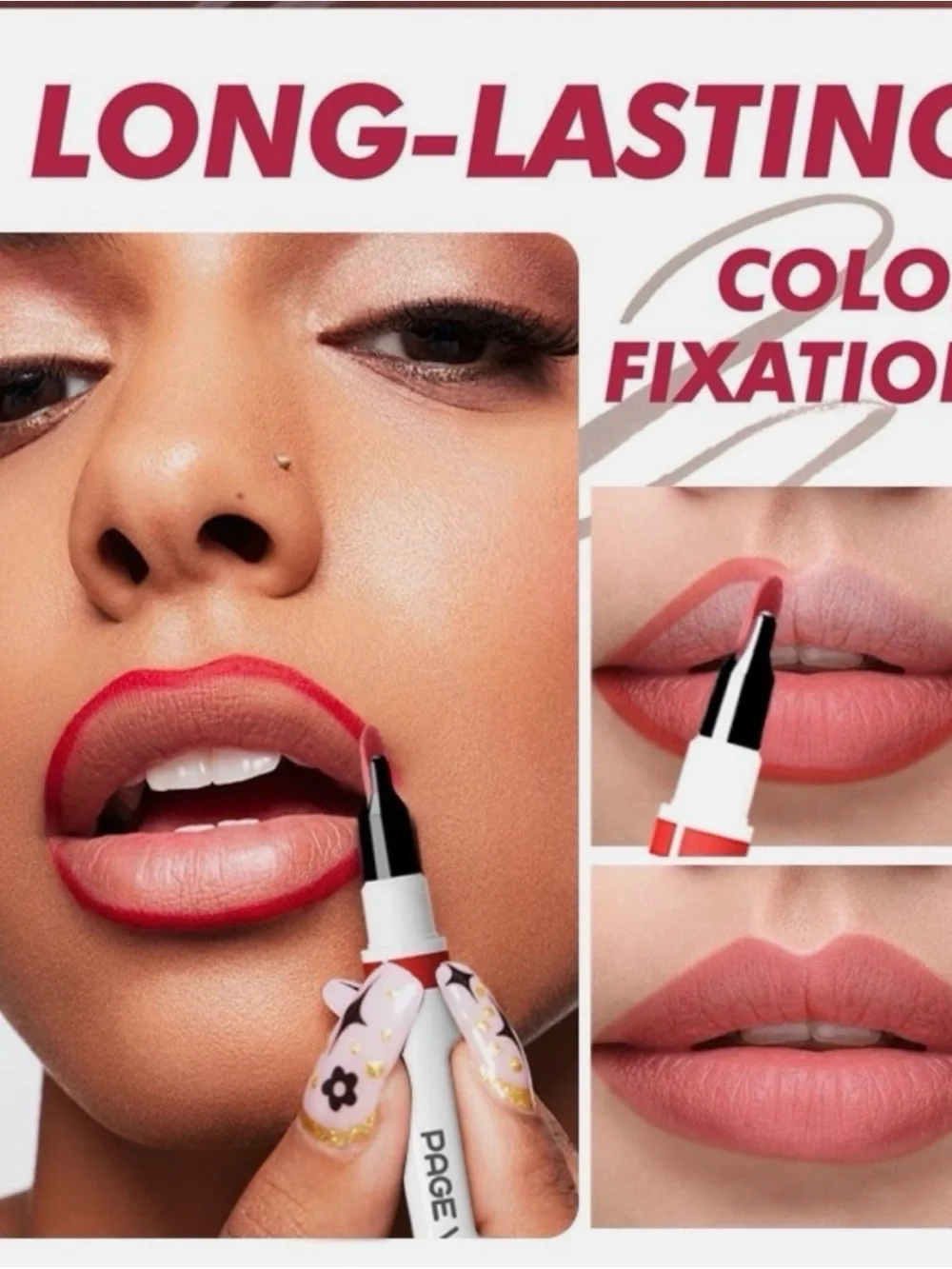 PAGE VINE Calligraphy Lip Stain Waterproof Long Lasting Lip Liner Beach BBQ